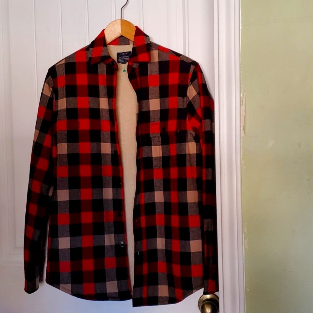 J.Crew Shirt-Jacket in Essential Check | XS | Red |